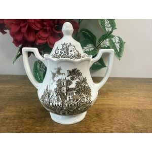 Vintage Royal Staffordshire Stratford Stage‎ Ironstone Sugar Bowl J G Meakin